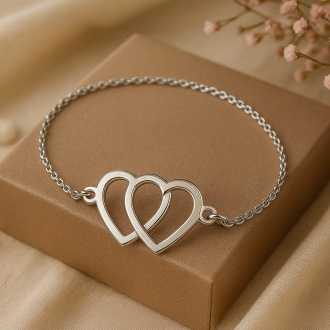Stříbrný náramek srdce KA6063