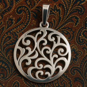 Stříbrný přívěsek kruh s ornamentálním vzorem PA6018