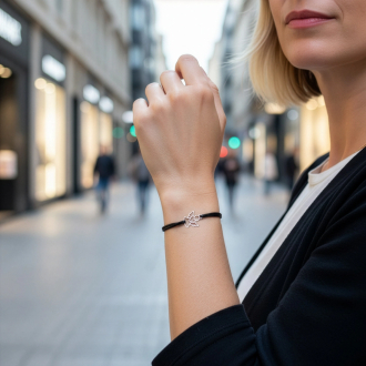 Šňůrkový náramek stříbrný anděl KA5013