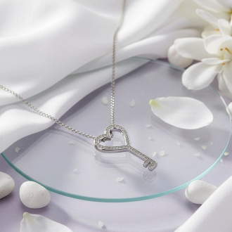 Stříbrný přívěsek klíček lásky s řetízkem KO6114_CU035_45_A
